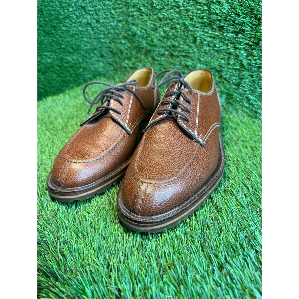 Zelli‎ Brown Pebbled Leather Oxford Split Toe Shoes Mens 8.5 M Made in Italy